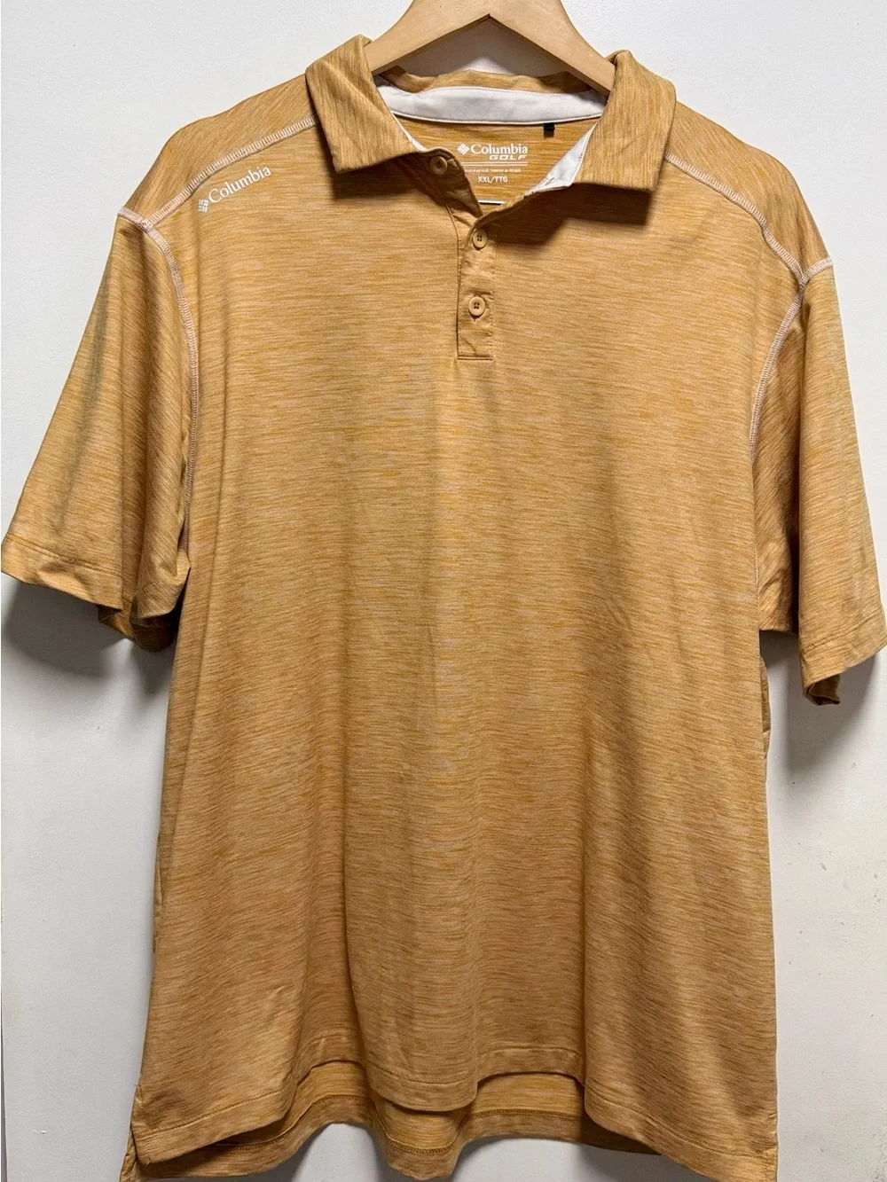 Columbia Heathered Tan Short-Sleeve Polo